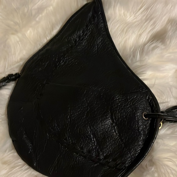 Vtg Hobo International Large Pebbled Leather Teardrop Crossbody Sling black - Picture 2 of 12